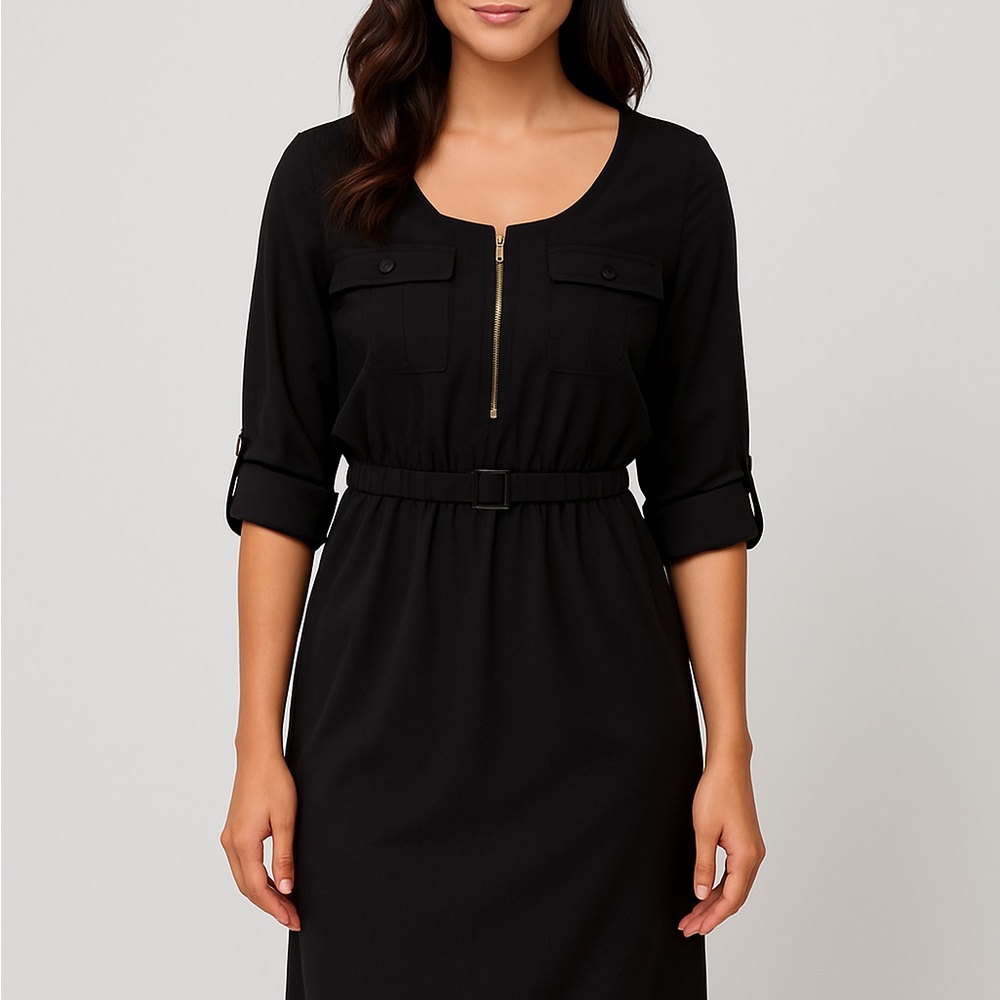 White House Black Market Black Zippered Dress